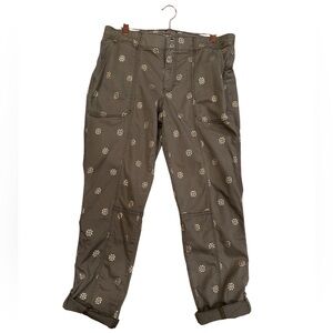 White House Black Market Khaki Embroidered Capris